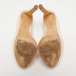 Dior Beige Patent Leather Cannage Heel Peep Toe Platform Pumps Size 40