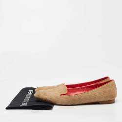 Pre Owned Dior Beige Cannage Suede Smoking Slippers Size 40