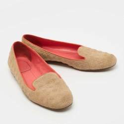 Pre Owned Dior Beige Cannage Suede Smoking Slippers Size 40