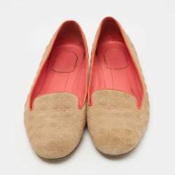 Pre Owned Dior Beige Cannage Suede Smoking Slippers Size 40