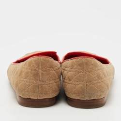 Pre Owned Dior Beige Cannage Suede Smoking Slippers Size 40