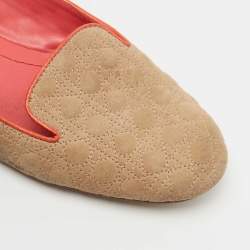 Pre Owned Dior Beige Cannage Suede Smoking Slippers Size 40