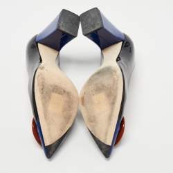 Dior Black/Blue Patent Leather Pointed Toe Pumps Size 39.5