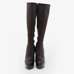 Pre Owned Christian Dior Black Leather Vision Knee Length Boots Size 41