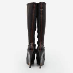 Pre Owned Christian Dior Black Leather Vision Knee Length Boots Size 41