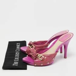 Dior Purple Patent Leather Bow Slide Sandals Size 39