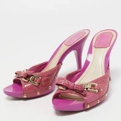 Dior Purple Patent Leather Bow Slide Sandals Size 39