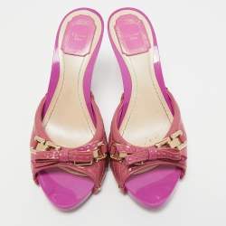 Dior Purple Patent Leather Bow Slide Sandals Size 39