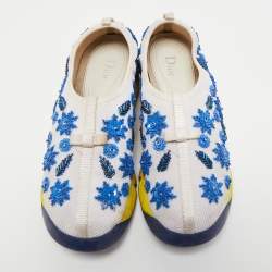 Pre Owned Dior White Mesh Embellished Fusion Sneakers Size 39