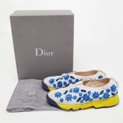 Pre Owned Dior White Mesh Embellished Fusion Sneakers Size 39