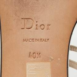Dior Silver Leather Crystal Embellished Logo Thong Ankle Strap Flat Sandals Size 40.5