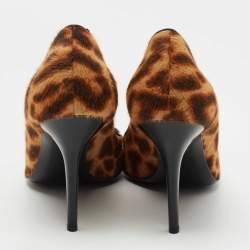 Pre Owned  Dior Brown Leopard Print Calfhair Dice Embellished Pumps Size 40.5
