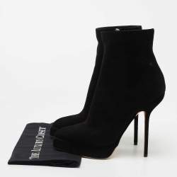Dior Black Suede Square Platform Ankle Booties Size 40