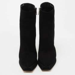 Dior Black Suede Square Platform Ankle Booties Size 40