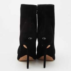 Dior Black Suede Square Platform Ankle Booties Size 40