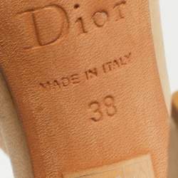 Pre Owned Dior Beige Satin Crystals Embellished Cut Out Sandals Size 38