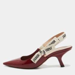 Dior Burgundy Patent Leather J'adior Slingback Pumps Size 36