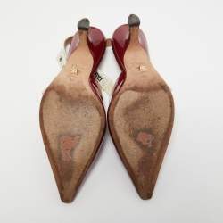 Dior Burgundy Patent Leather J'adior Slingback Pumps Size 36