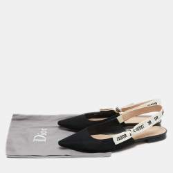 Pre Owned Dior Black Fabric J'adior Slingback Flats Size 36.5