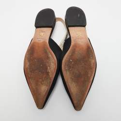 Pre Owned Dior Black Fabric J'adior Slingback Flats Size 36.5