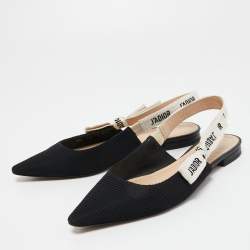 Pre Owned Dior Black Fabric J'adior Slingback Flats Size 36.5
