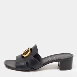 Dior Black Leather 30 Montaigne  Slide Size 37.5