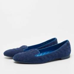 Dior Blue Cannage Suede Smoking Slippers Size 40