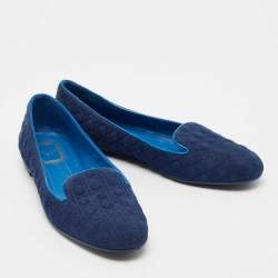 Dior Blue Cannage Suede Smoking Slippers Size 40
