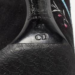 Pre Owned Dior Black Suede Embroidered Pumps Size 40