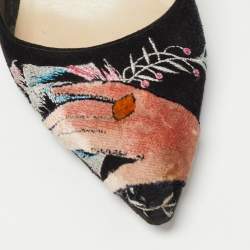Pre Owned Dior Black Suede Embroidered Pumps Size 40