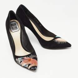 Pre Owned Dior Black Suede Embroidered Pumps Size 40