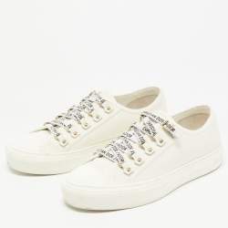 Dior  White Canvas Walk N Dior Low Top Sneakers Size 39