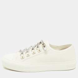 Dior  White Canvas Walk N Dior Low Top Sneakers Size 39