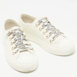 Dior  White Canvas Walk N Dior Low Top Sneakers Size 39
