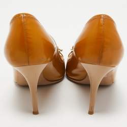 Dior Brown Leather Bow Peep Toe Pumps Size 38.5