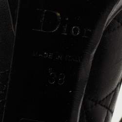 Pre Owned Dior Black Cannage Leather Bow Peep Toe Platform Pumps Size 38
