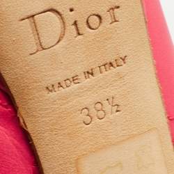 Pre Owned Dior Pink Cannage Leather Peep Toe Bow Pumps Size 38.5