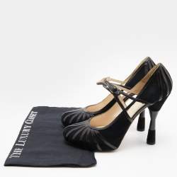 Dior Black Suede and Leather Mary Jane Platform Pumps Size 38