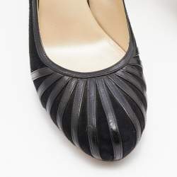 Dior Black Suede and Leather Mary Jane Platform Pumps Size 38