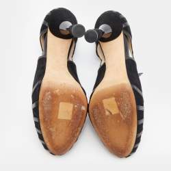Dior Black Suede and Leather Mary Jane Platform Pumps Size 38