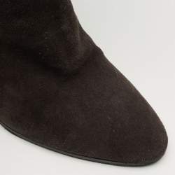 Pre Owned Dior Grey Suede and Wool Wedge Knee Length Boots Size 40.5