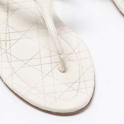Dior White Leather Bow Thong Flats Size 39