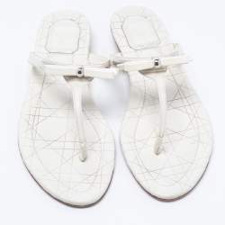Dior White Leather Bow Thong Flats Size 39