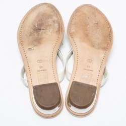 Dior White Leather Bow Thong Flats Size 39