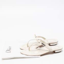 Dior White Leather Bow Thong Flats Size 39