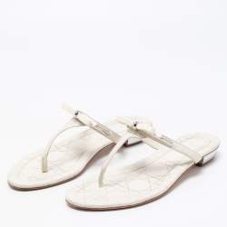 Dior White Leather Bow Thong Flats Size 39
