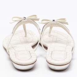 Dior White Leather Bow Thong Flats Size 39
