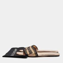 Dior Multicolor Canvas Dway Flat Slides Size 40.5