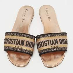 Dior Multicolor Canvas Dway Flat Slides Size 40.5