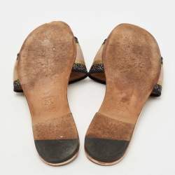 Dior Multicolor Canvas Dway Flat Slides Size 40.5